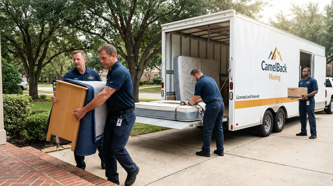 Crew loading residential truck for cross-state move from West Mifflin, PA