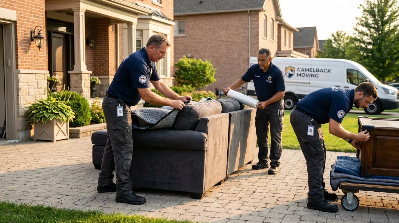 Large estate moving crew wrapping furniture in West Mifflin, PA