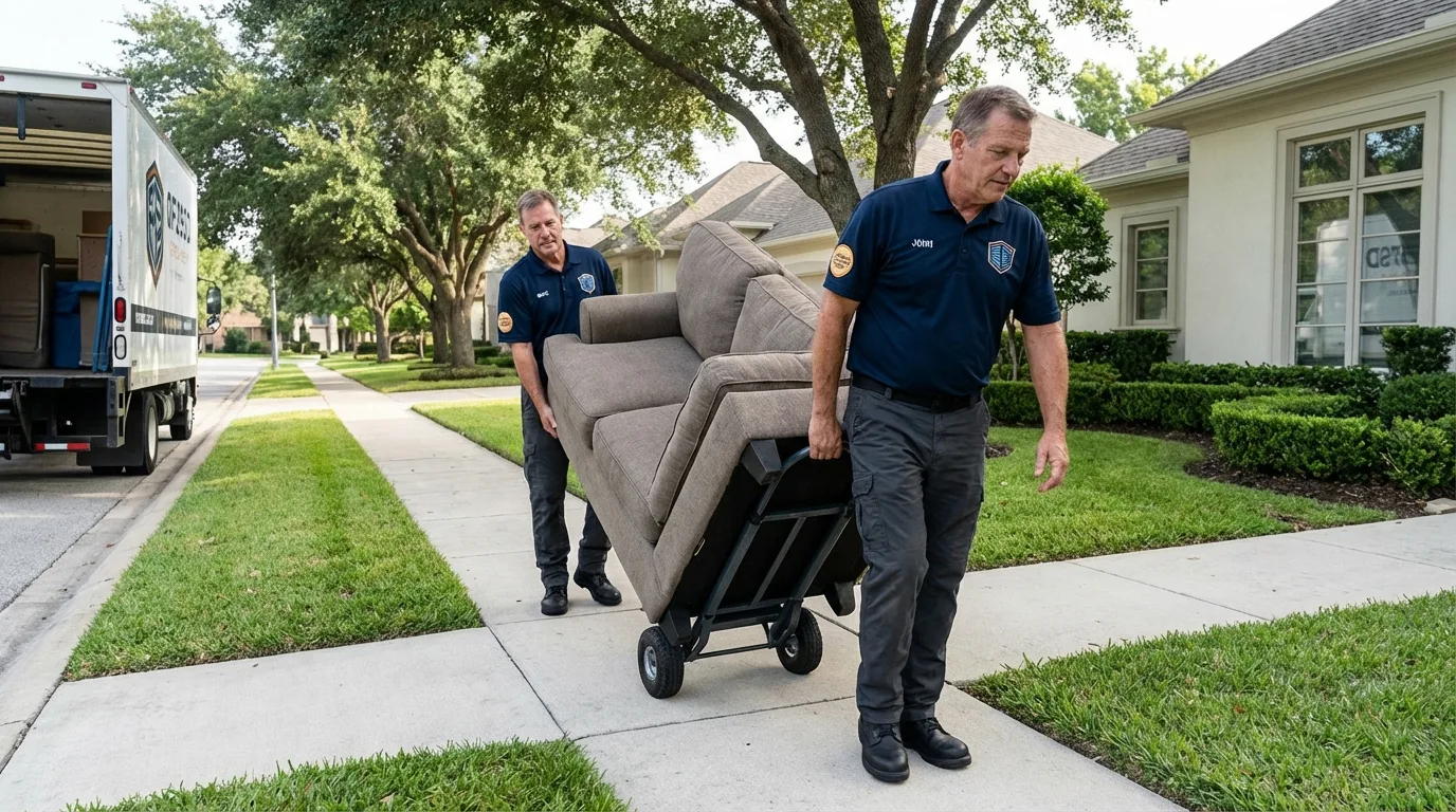 Local residential moving crew loading furniture in West Mifflin, PA
