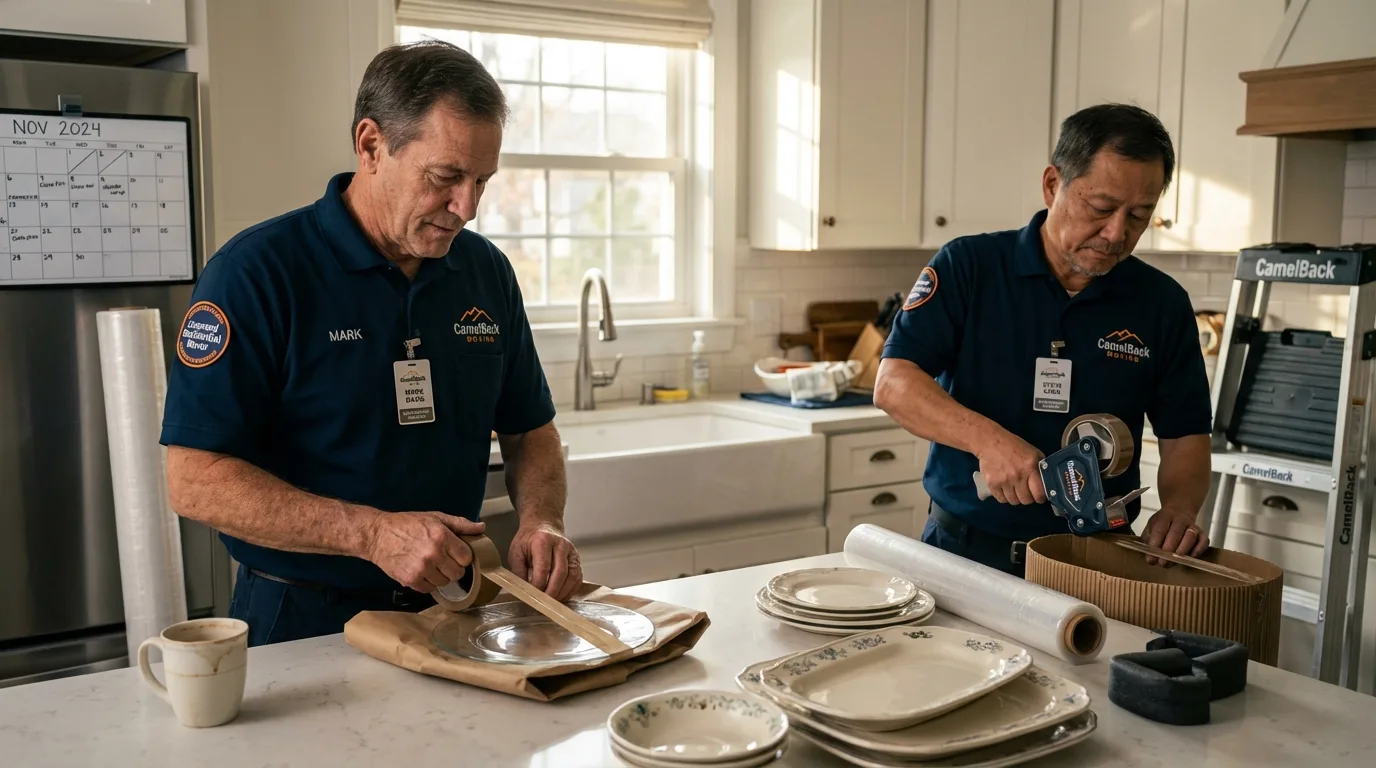 Professional crew packing kitchen dishware in West Mifflin, PA